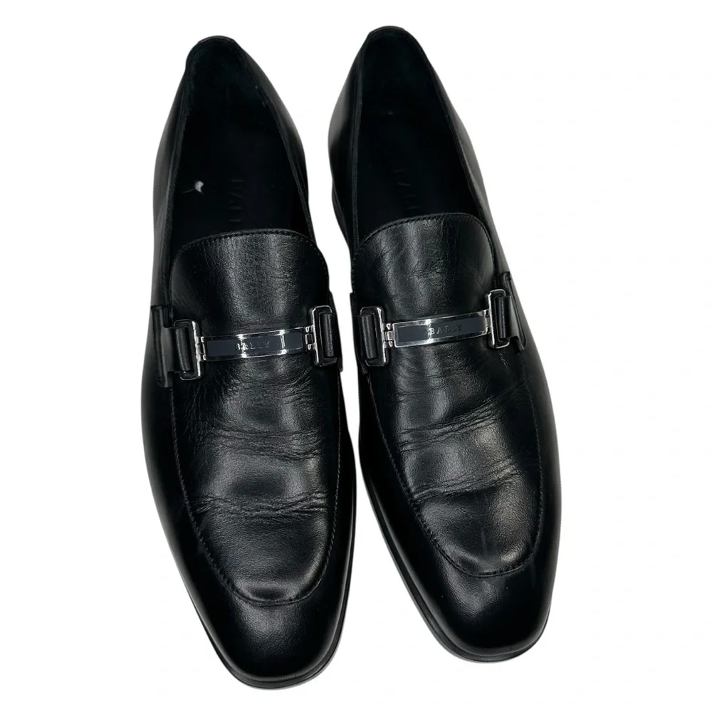 Bally Men's Onisor Black Leather Apron Toe Bit Loafer. Sz: 8